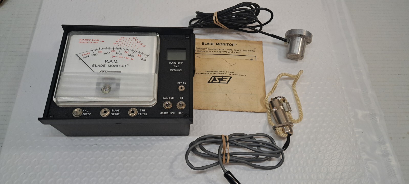Vintage ESI Electro Specialties Inc Mower Blade RPM Monitor With Sensor