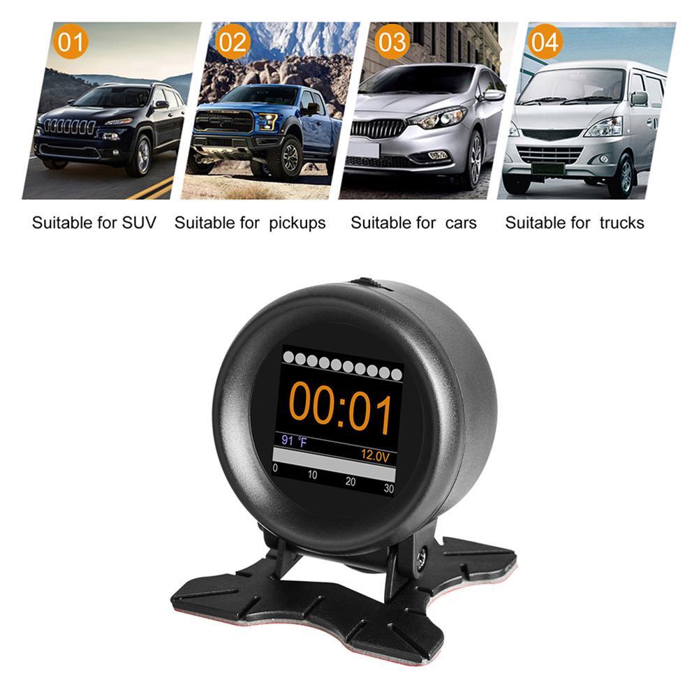 Car OBD2 HUD Digital Head Up Display Speedometer Overspeed RPM Alarm Temp Meter