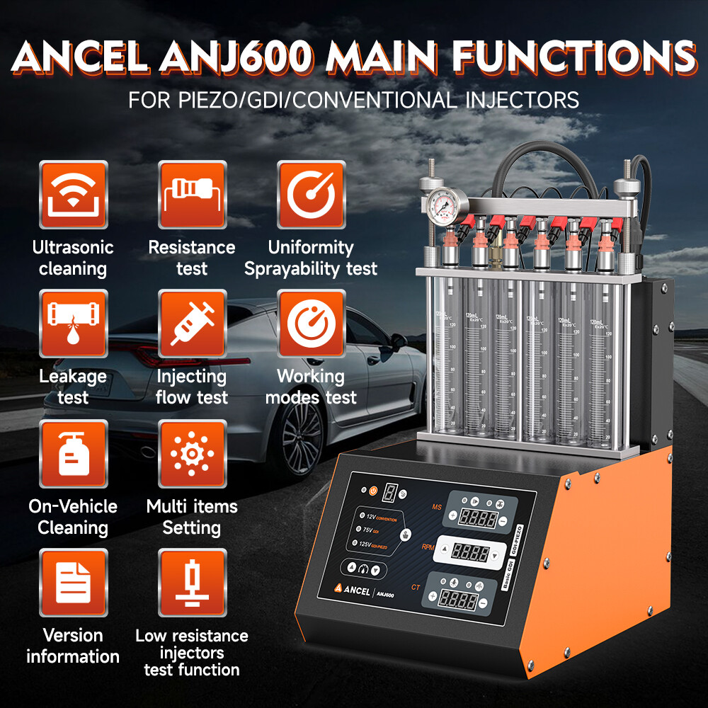 ANCEL ANJ600 Ultrasonic Fuel Injector Cleaner Tester GDI TSI Resistance Test
