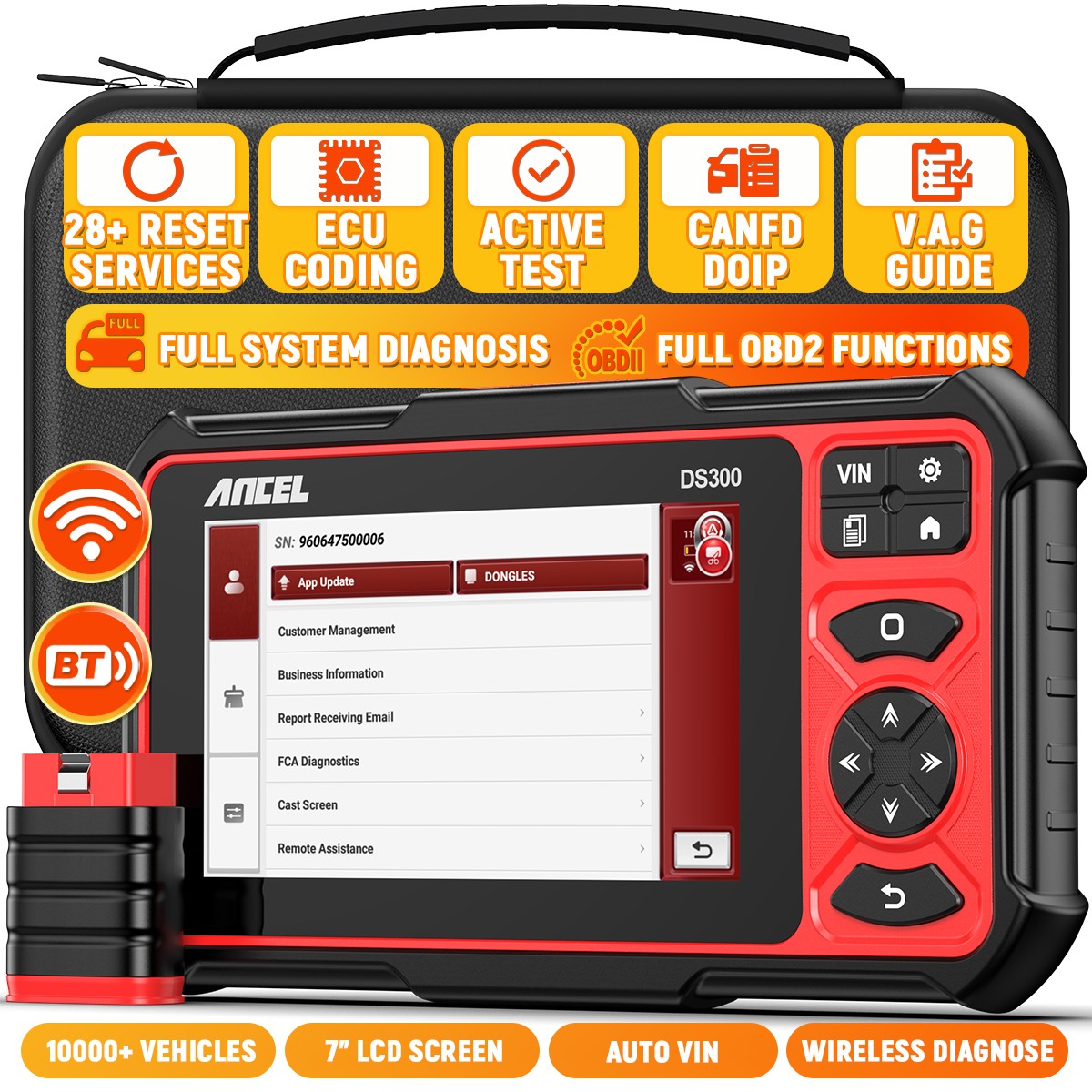 ANCEL OBD2 Scanner Bidirectional Car Diagnostic Tool All System ECU Coding DS300