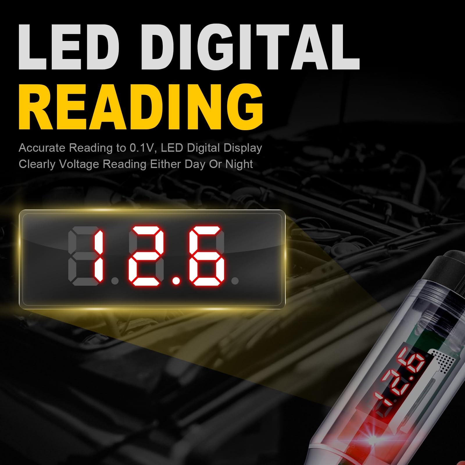 WINAMOO Automotive Test Light 5-90V Basic 90V LED Digital Display, red