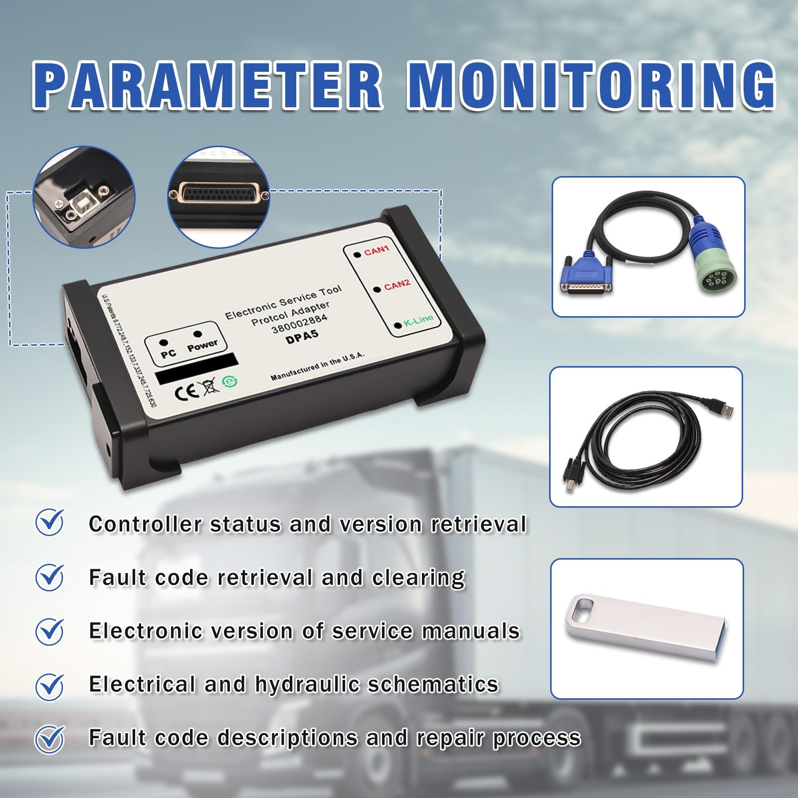 DPA5 Diagnostic Tool Kit 380002884, Adapter EST V8.6 for New Holland…