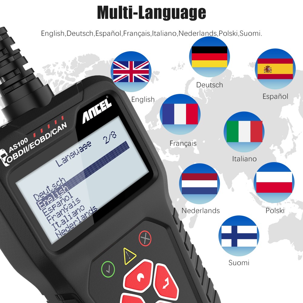 Ancel AS100 Automotive OBD2 Scanner Code Reader Car Engine Fault Diagnostic Tool