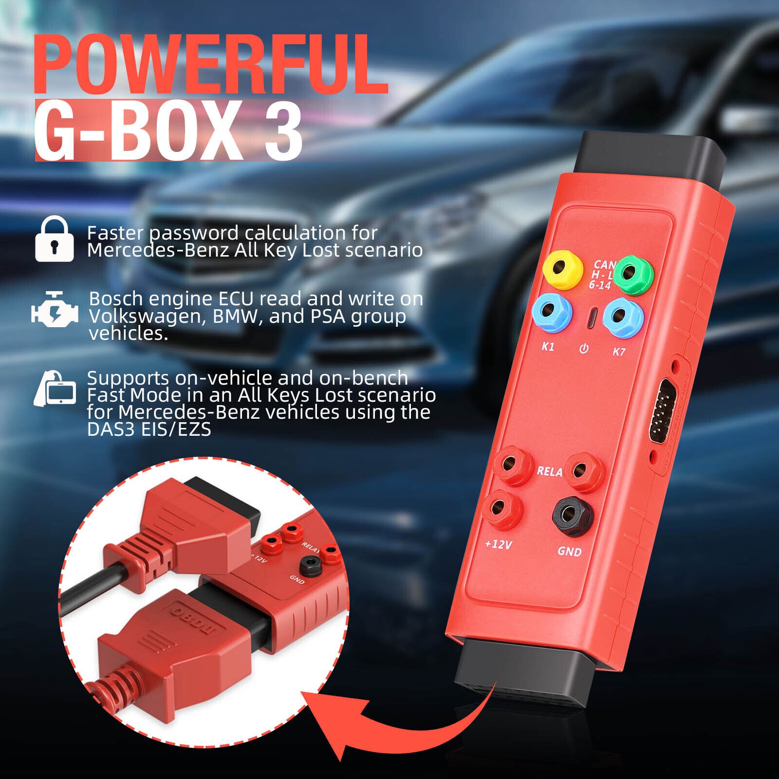 Autel G-BOX3 Accessory Tool Upgraded Gbox2 Key Programming Adapter for Benz BMW