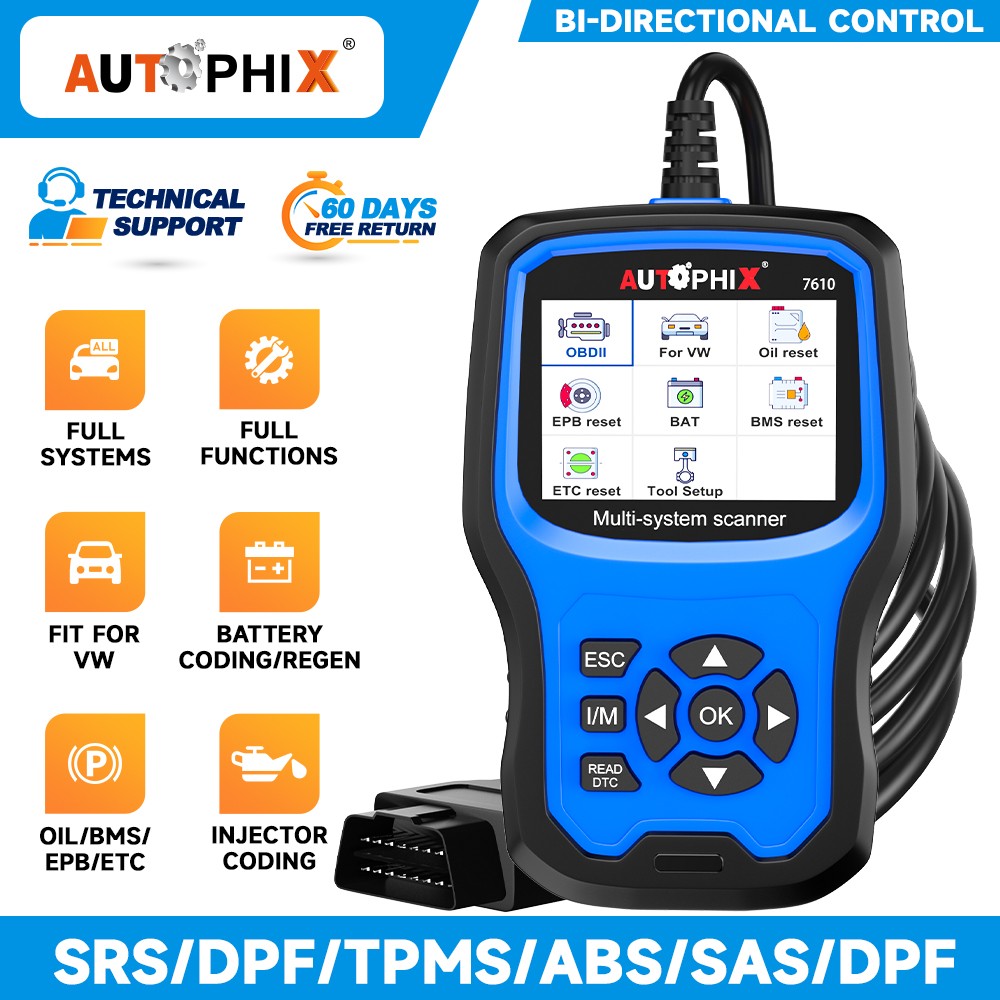 AUTOPHIX 7610 Car All System OBD2 Diagnostic Scanner EPB Brake Pads ABS Bleeding