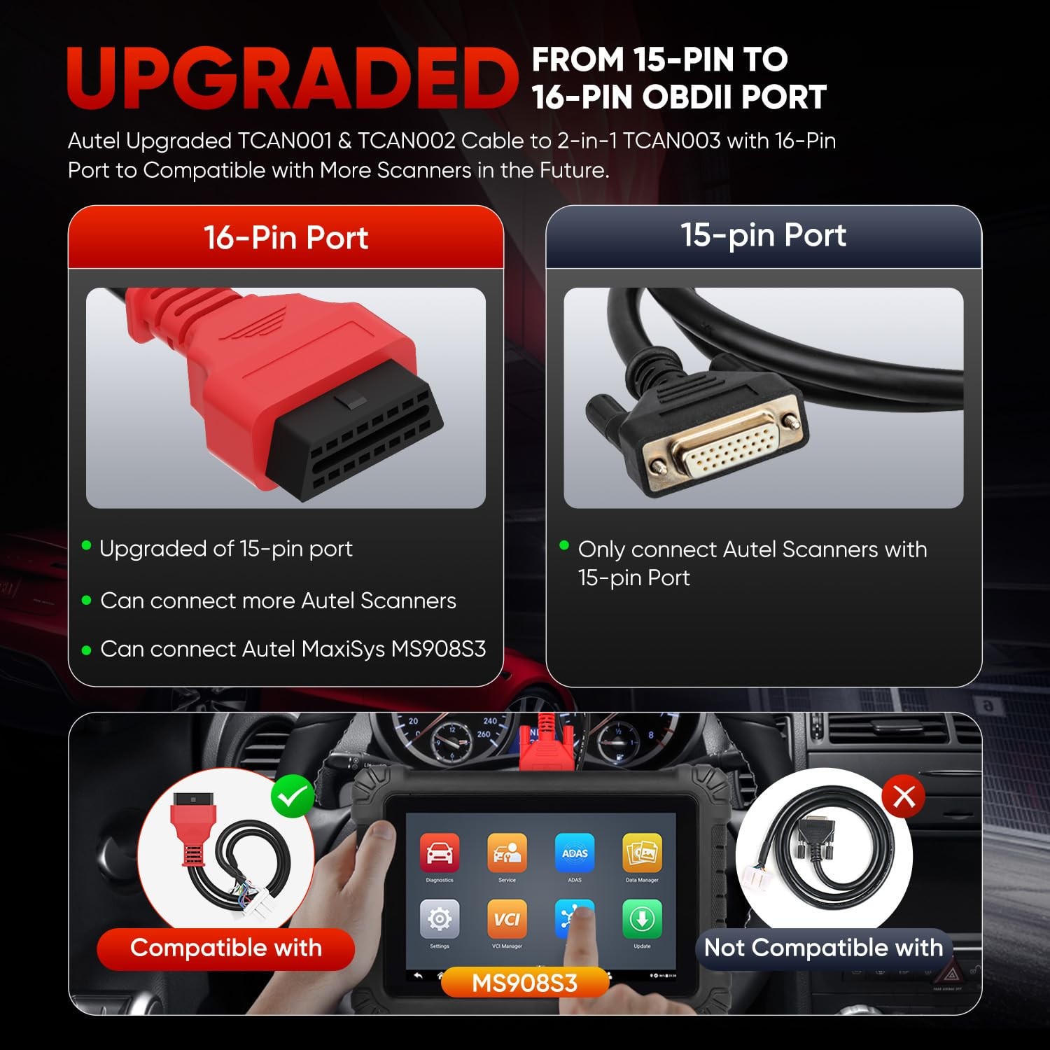 Autel Original TCAN003 Splitter Diagnostic Cable for Tesla Model 3, Y, S, X,…