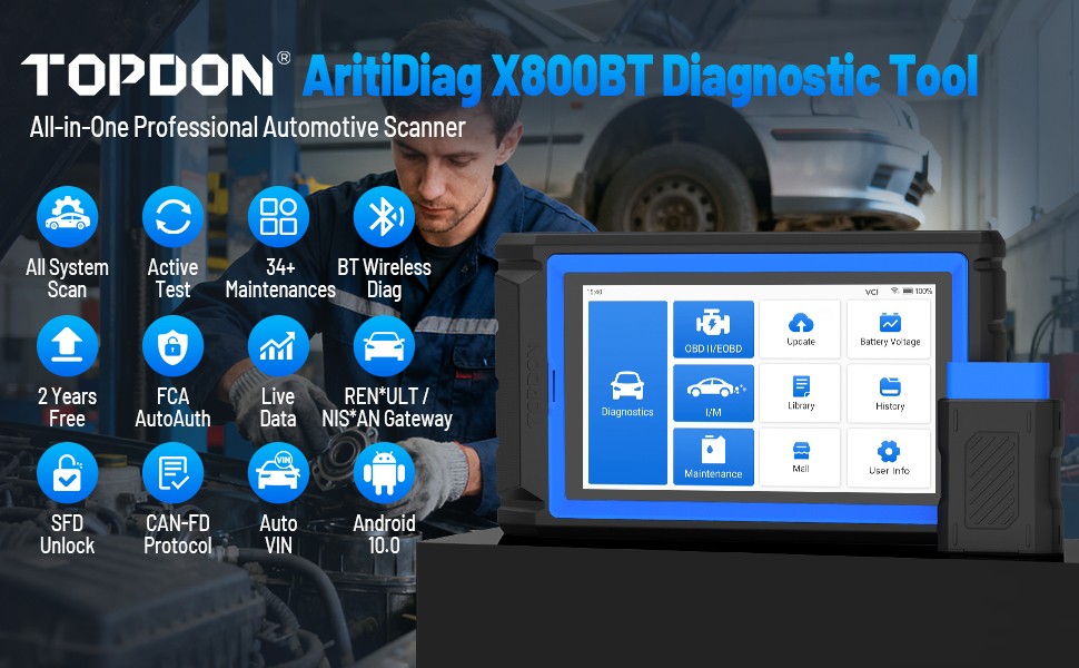 🔥2025 TOPDON AD600S OBD2 Scanner Engine ABS SRS SAS AT TPMS EPB Diagnostic Tool