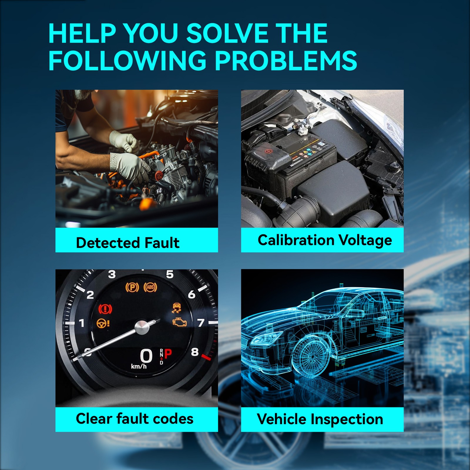 Car Code Reader 16PIN OBD2 Scanner Check Automotive Engine Fault Diagnostic Tool