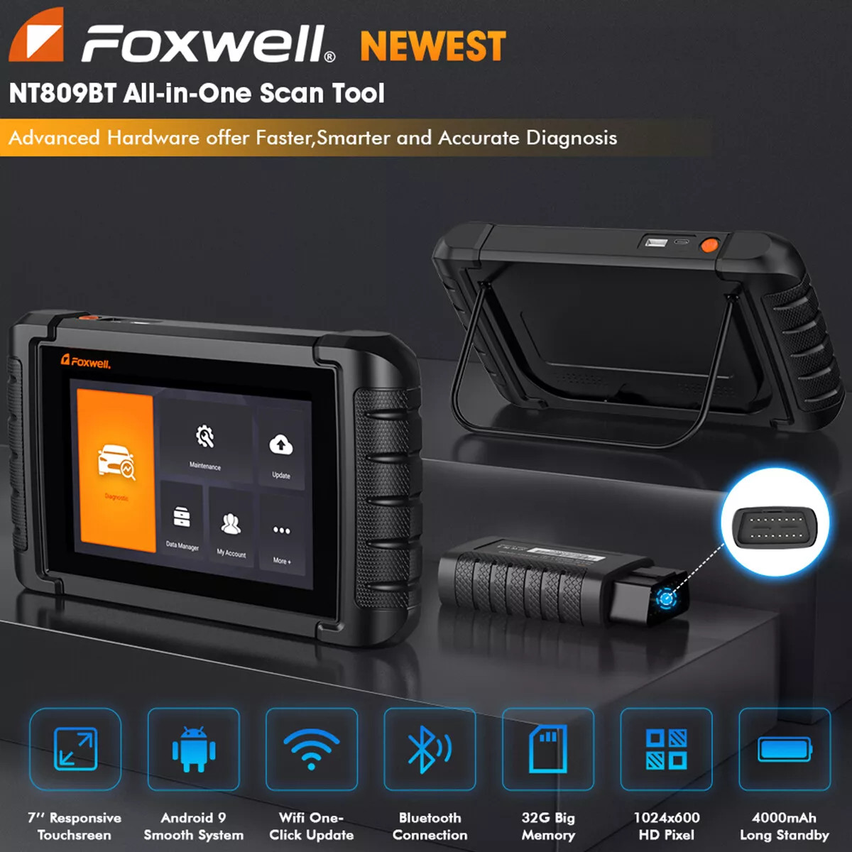 FOXWELL NT809 BT Bidirectional Car OBD2 Scanner Diagnostic Scan Tool All System