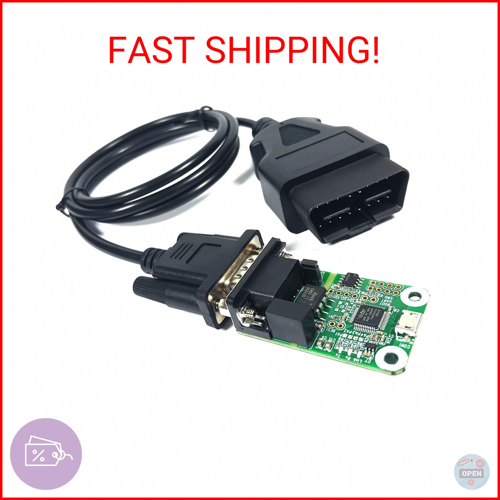 UART Female DB9 Port to OBD2 OBDII 16PIN Cable fits USB to CAN Module of InnoMak