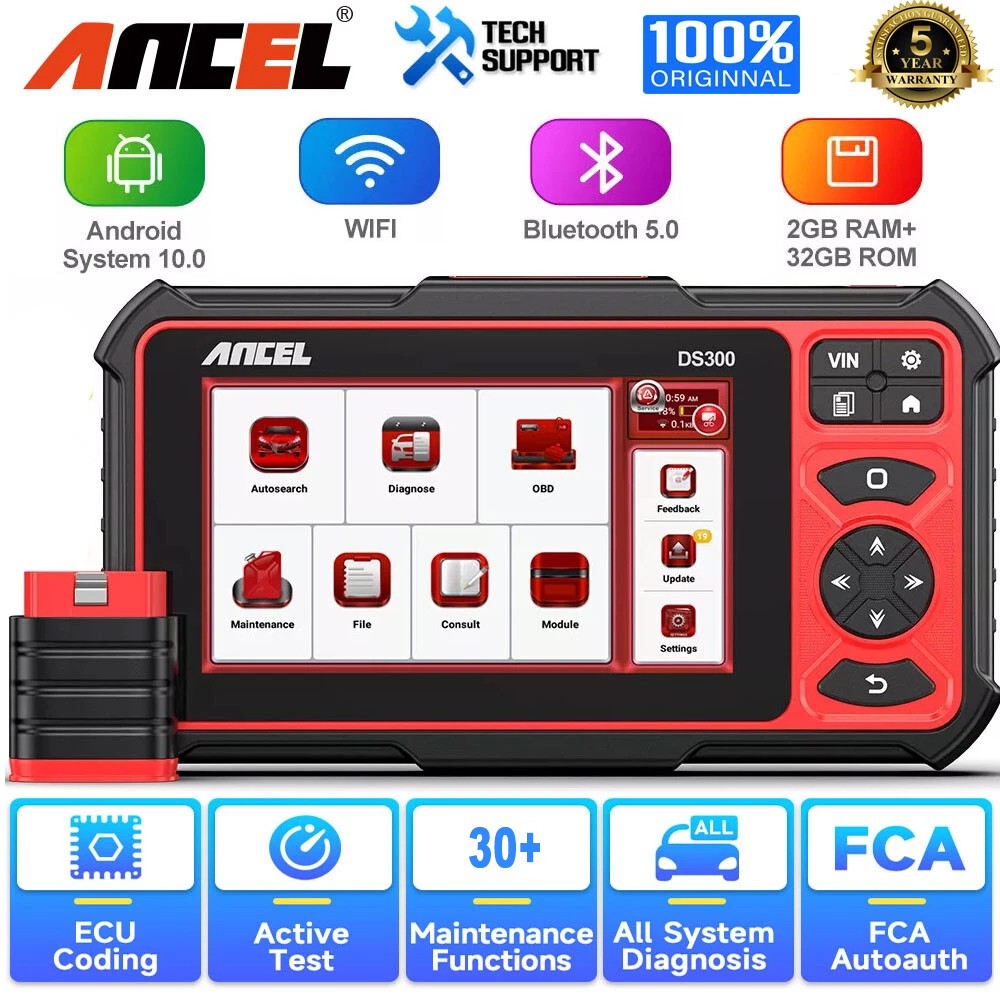 ANCEL DS300 OBD2 Diagnostic Tool ECU Coding Car All System Bidirectional Scanner