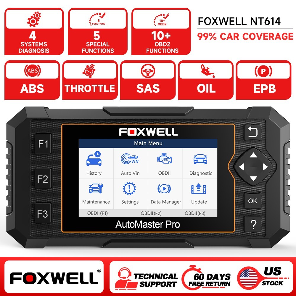 FOXWELL NT614 Elite Auto Scanner SAS/Oil/EPB Reset & TCM/ECM Diagnostic