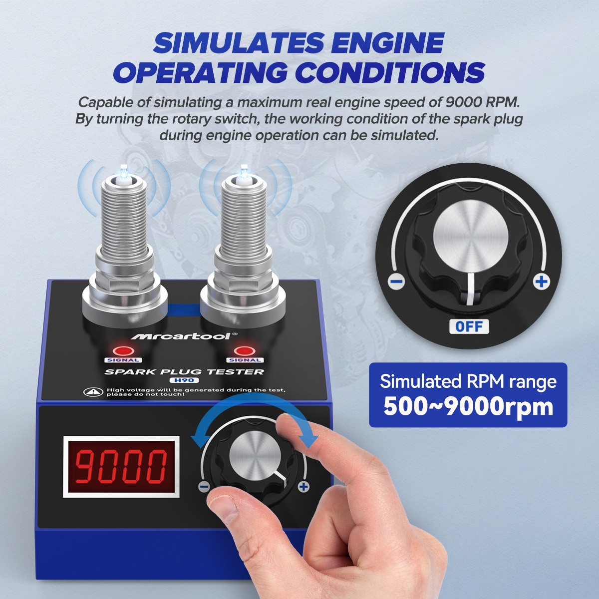 Spark Plug Tester Automotive Engine Ignition Coil Tester Dual Holes 500-9000rpm