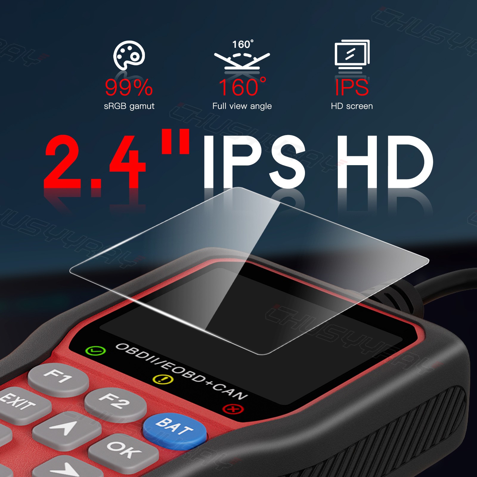 OBD2 Car Fault Scanner 2.4” IPS Cloud Print Battery Test 9 EOBD Protocol