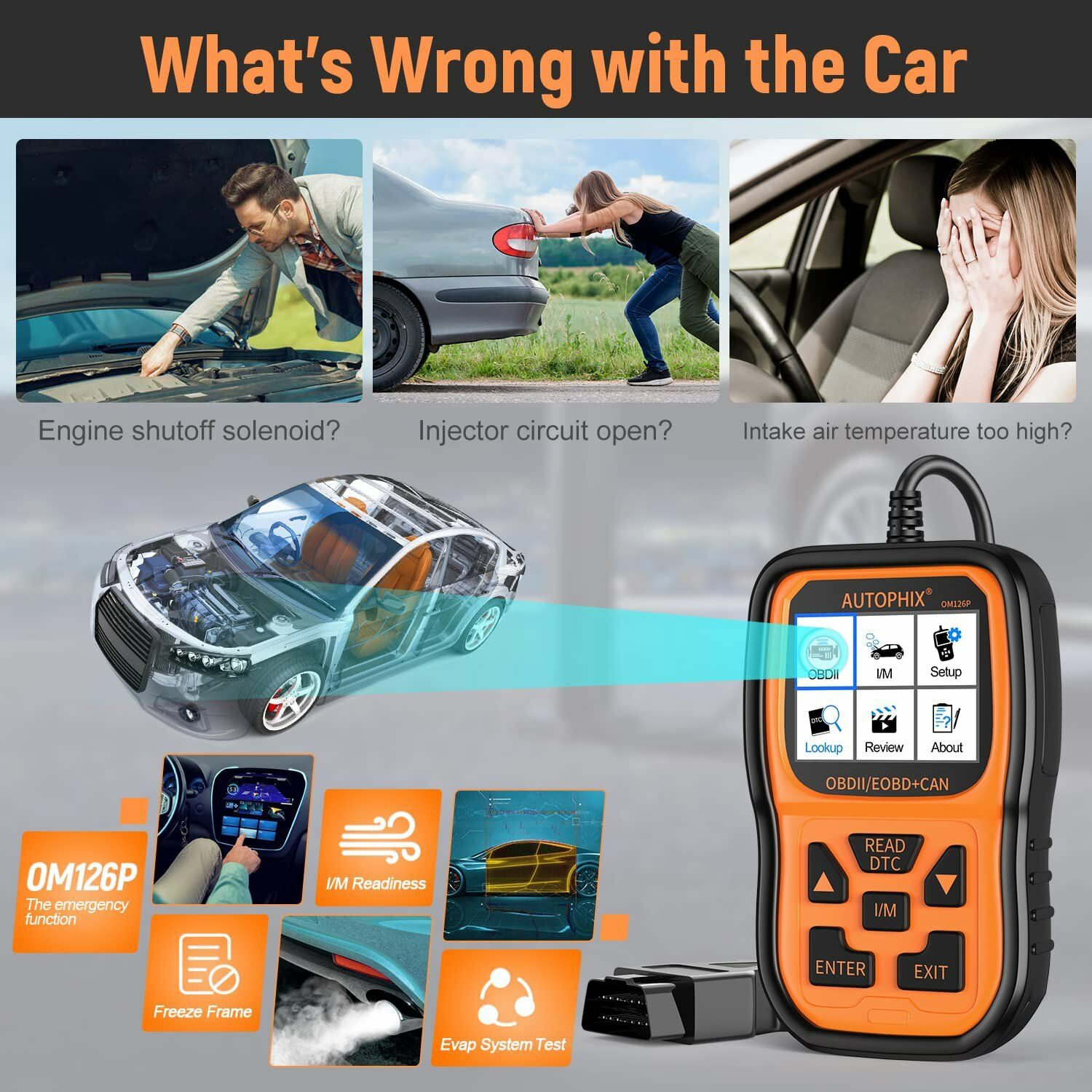 AUTOPHIX OM126P OBD2 Scanner Check Engine Enhanced Code Reader Auto Diagnostic