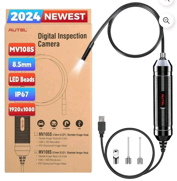 Autel MaxiVideo MV108S Digital Inspection Camera, 1920×1080 HD USB Borescope…