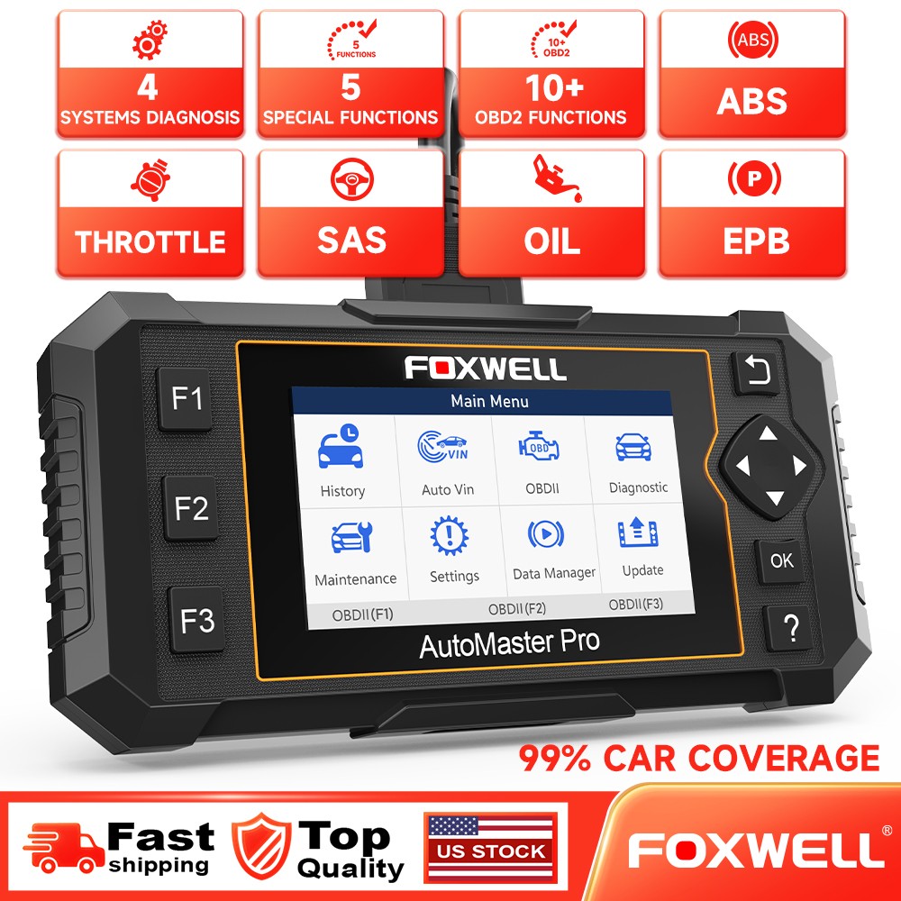 FOXWELL OBD2 Scanner Automotive EPB OIL ABS Resets Car Diagnostic Tool 4 Systems