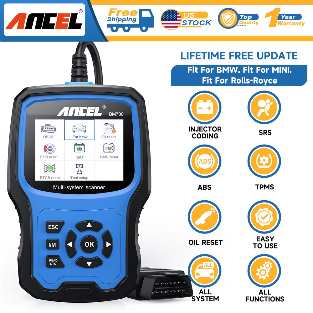 ANCEL BM700 Battery Registration Tool OBD2 Scanner Fits for BMW Diagnostic Tool