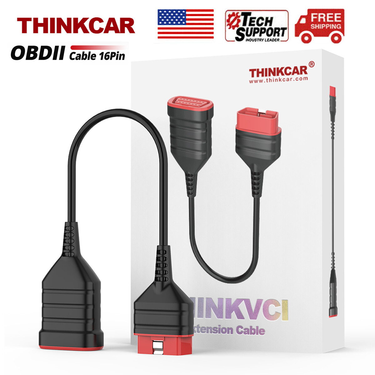 ThinkDiag 16 Pin OBD2 Extension Cable Male To Female OBD2 Automotive Adapter