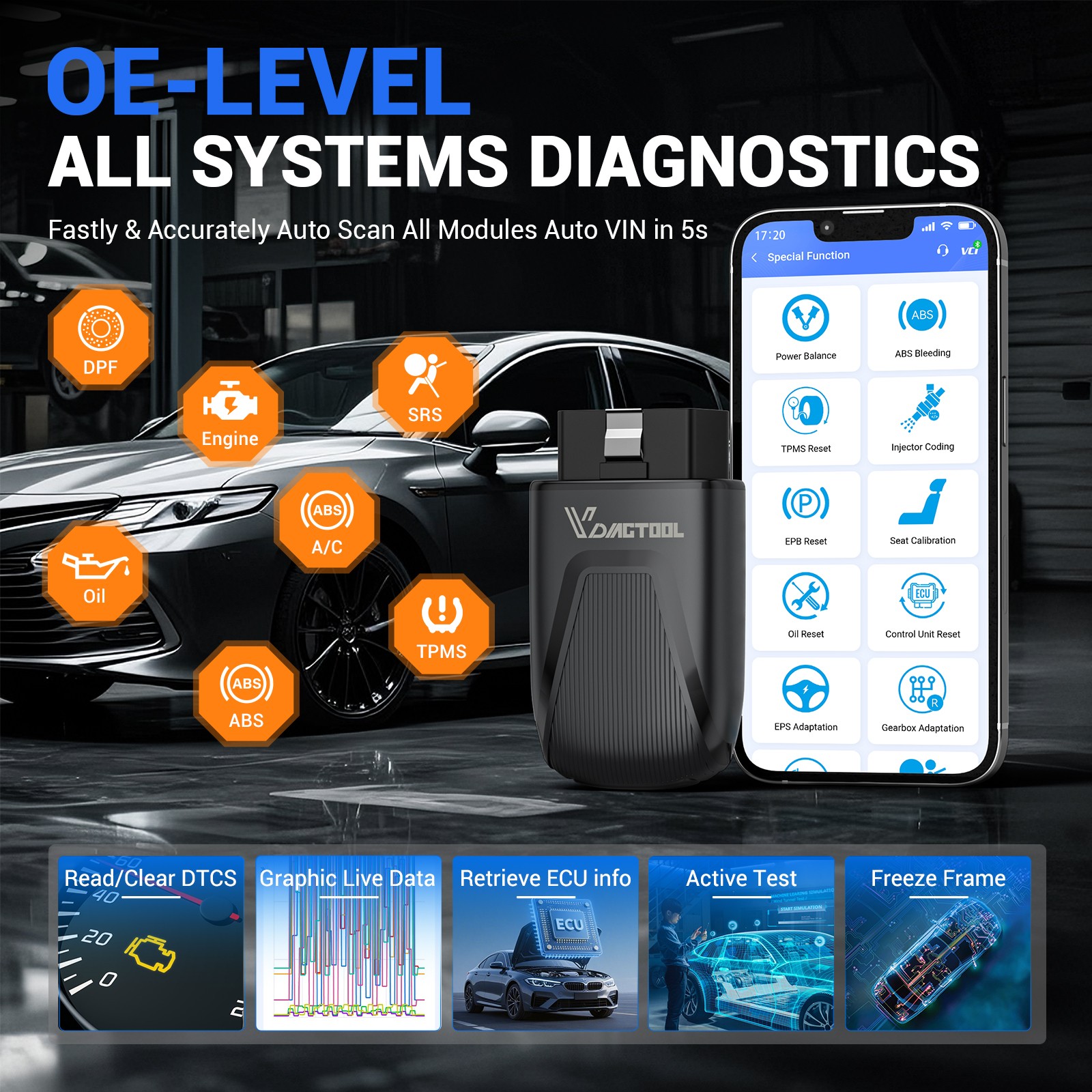 VDIAGTOOL D502 Bluetooth OBD2 Scanner Full System Car Diagnostic Tool For Ford