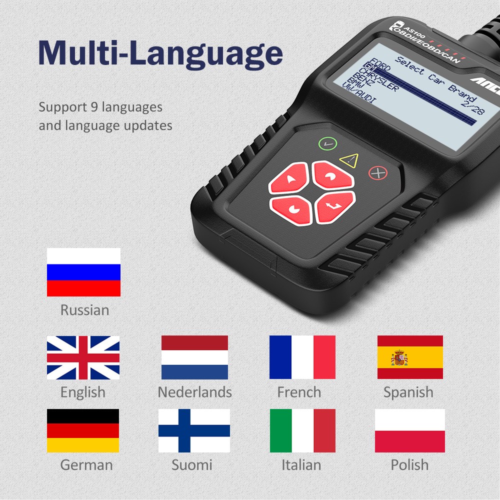 Ancel AS100 Automotive OBD2 Scanner Code Reader Car Engine Fault Diagnostic Tool