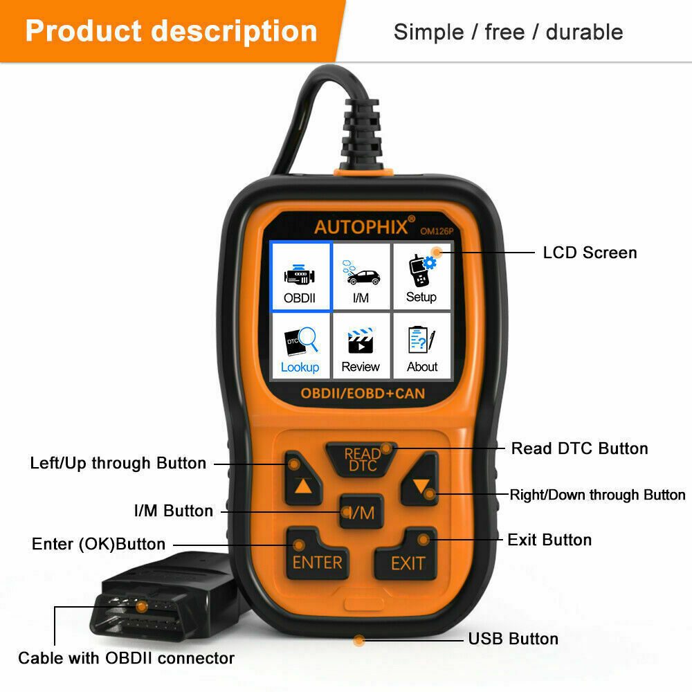 Autophix OM126P Universal OBD2 Scanner Code Reader Automotive Scanner EOBD JOBD