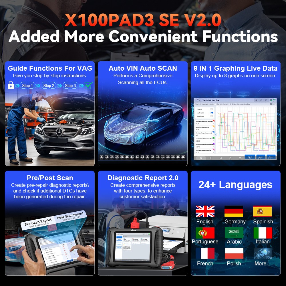 USED X100 PAD3 SE V2.0 XTOOL Key Programmer Auto Diagnostic Scanner Tool FCA