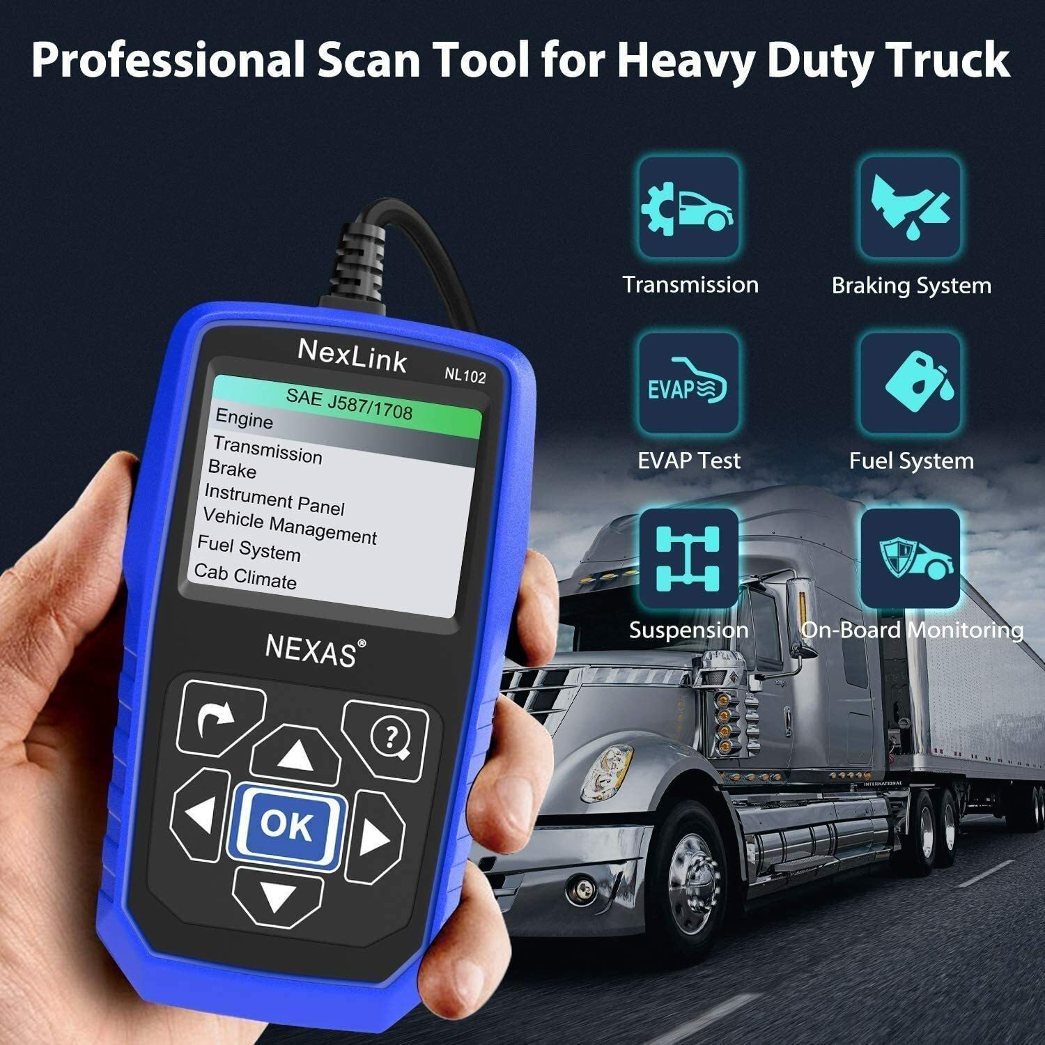 NEXAS NL102 Pro Heavy Duty Truck Scanner Diesel Diagnostic Scan Tool for Cummins
