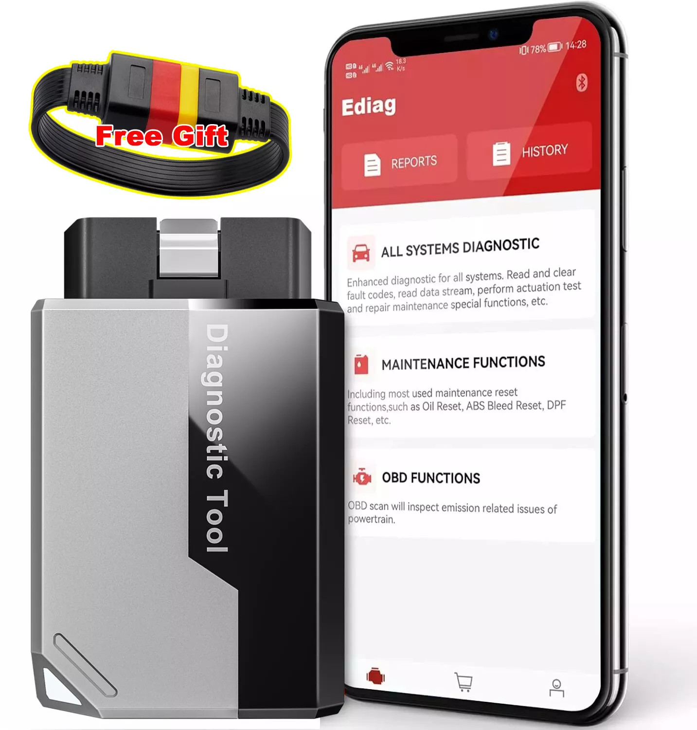 2025 Kingbolen Ediag Elite OBD2 Scanner Car Diagnostic Tool All Software Free US