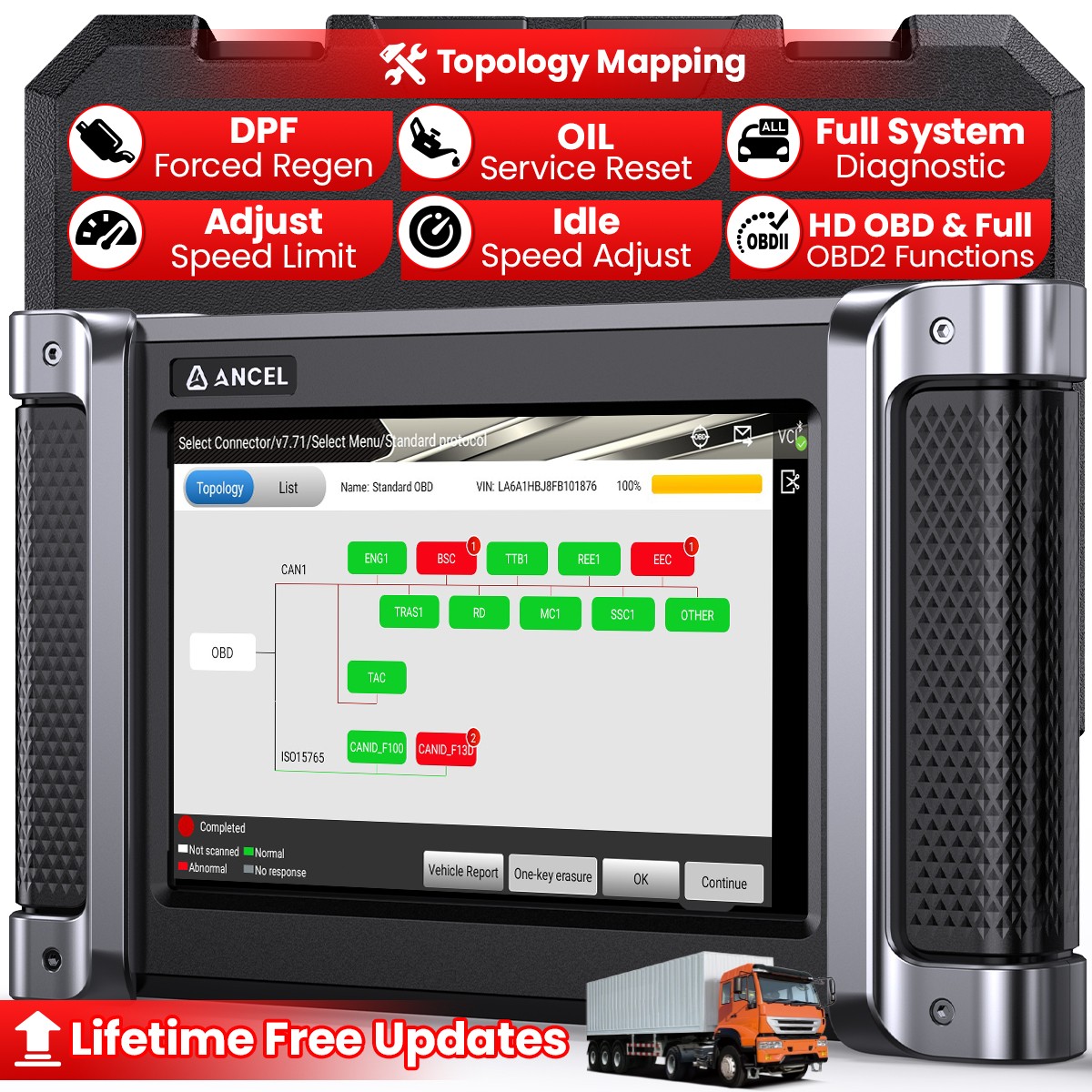HD8000 Heavy Duty Truck Scanner All System Commercial OBD Diagnostic Tool ANCEL