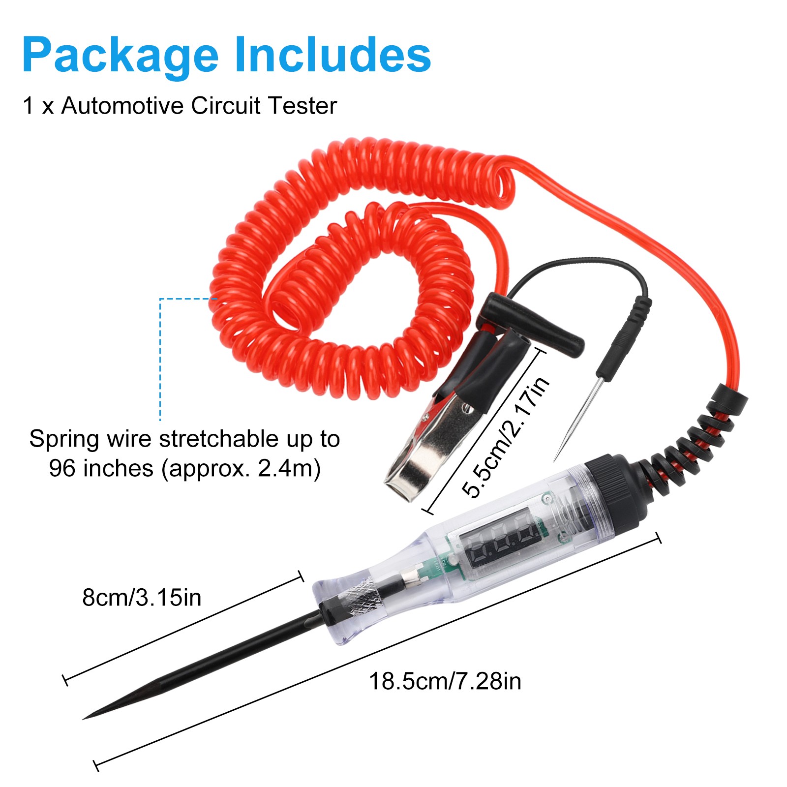 Automotive Test Light LED Digital Voltage Display 3-120V Circuit Tester Pen Car