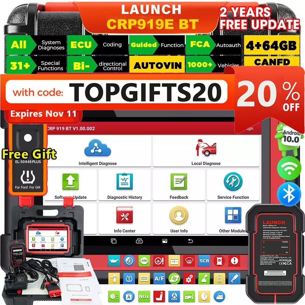 LAUNCH CRP919E BT PRO Elite Car Bidirectional Diagnostic Scanner Tool Key Coding