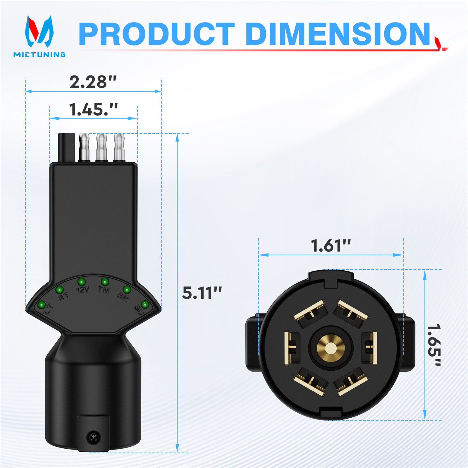 12V 7Way RV Blade to 4 Pin Plug 6 Function Led Light Tester for RV Truck Trailer