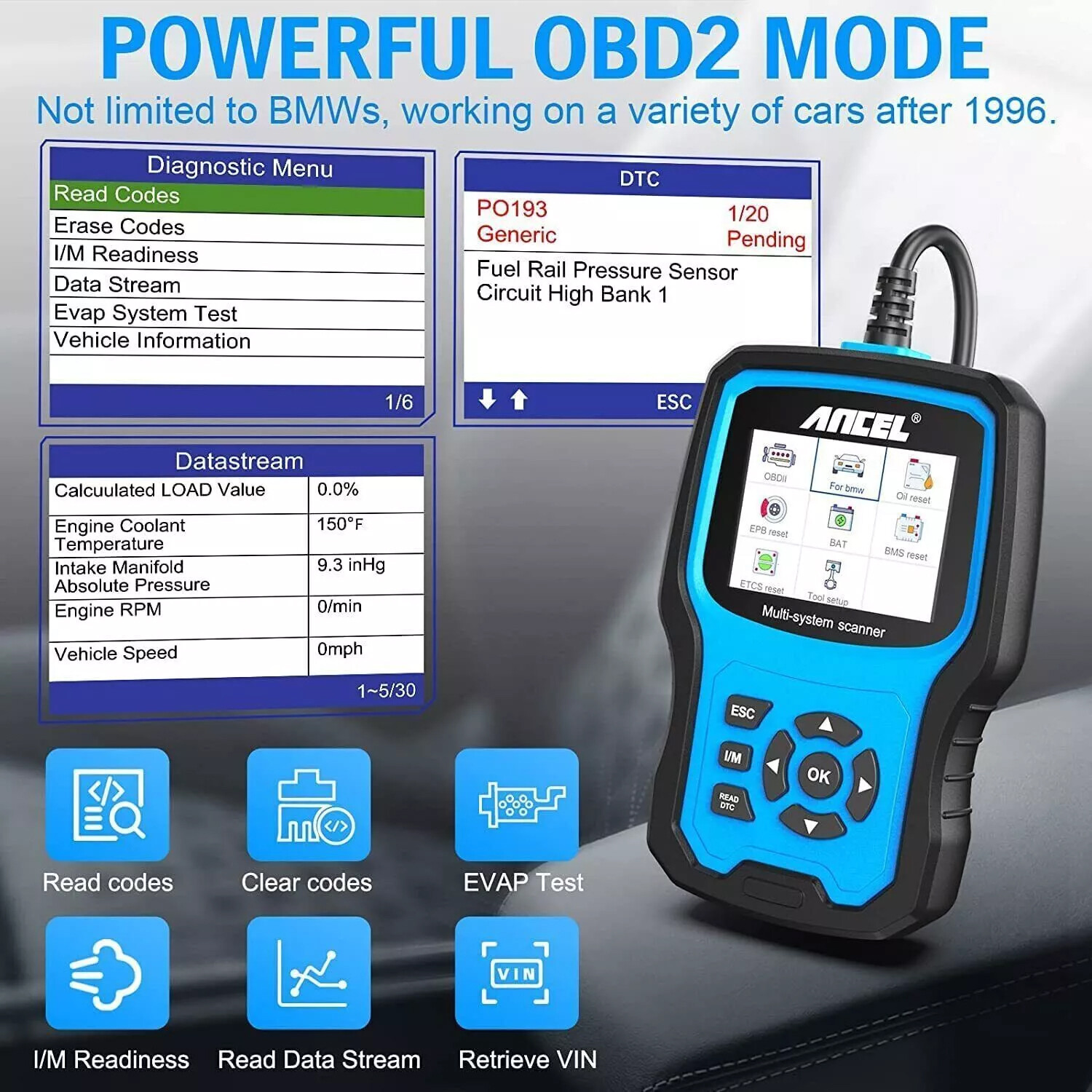 Ancel BM700 Full System OBD2 Scanner Code Reader Diagnostic ABS SRS Fits BMW