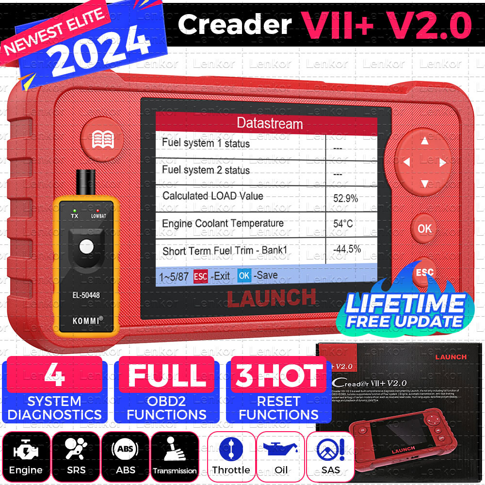 2024 LAUNCH Creader VII+2.0 CRP123 V2.0 Diagnostic Scanner ABS SRS Code Reader