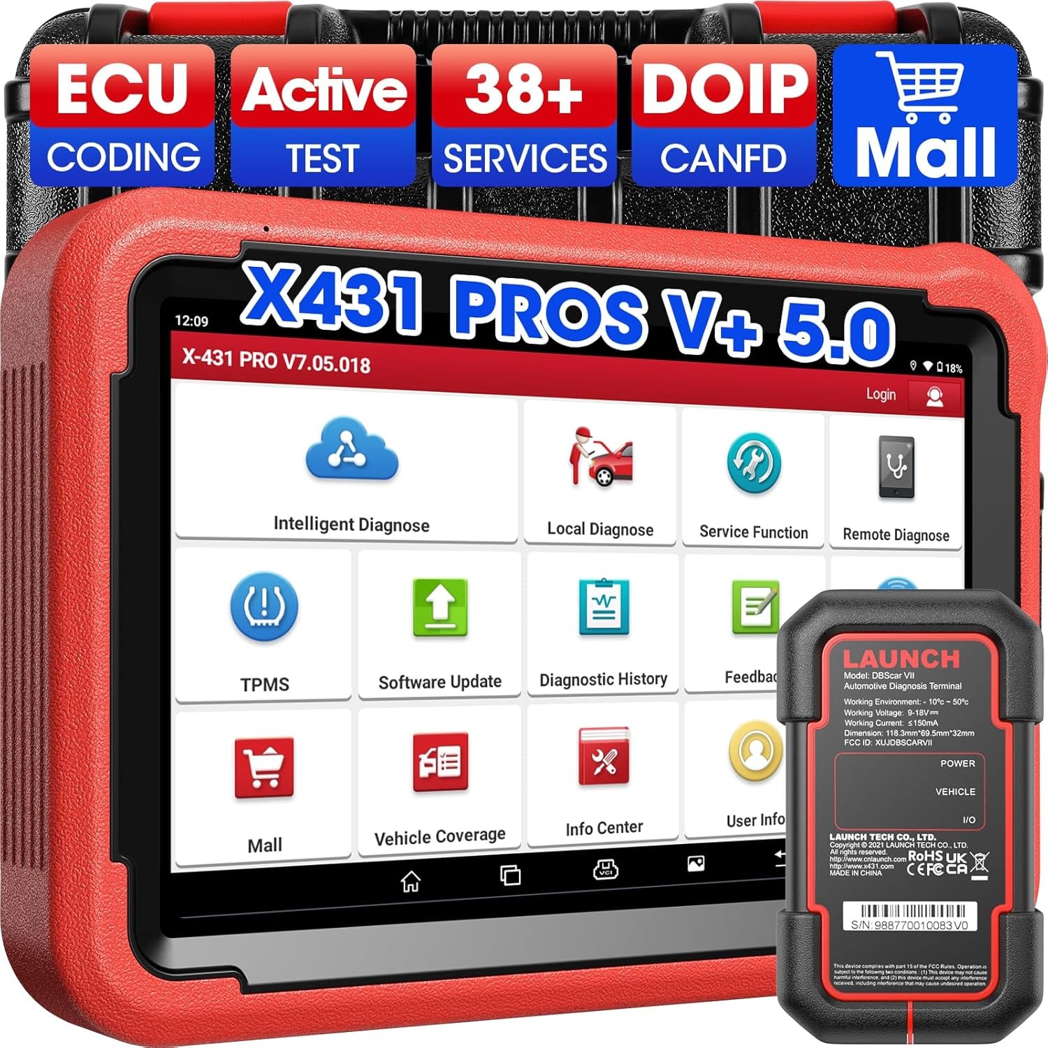 LAUNCH X431 Pros V 5.0 PRO3S Bidirectional Car Diagnostic Scanner Key Coding