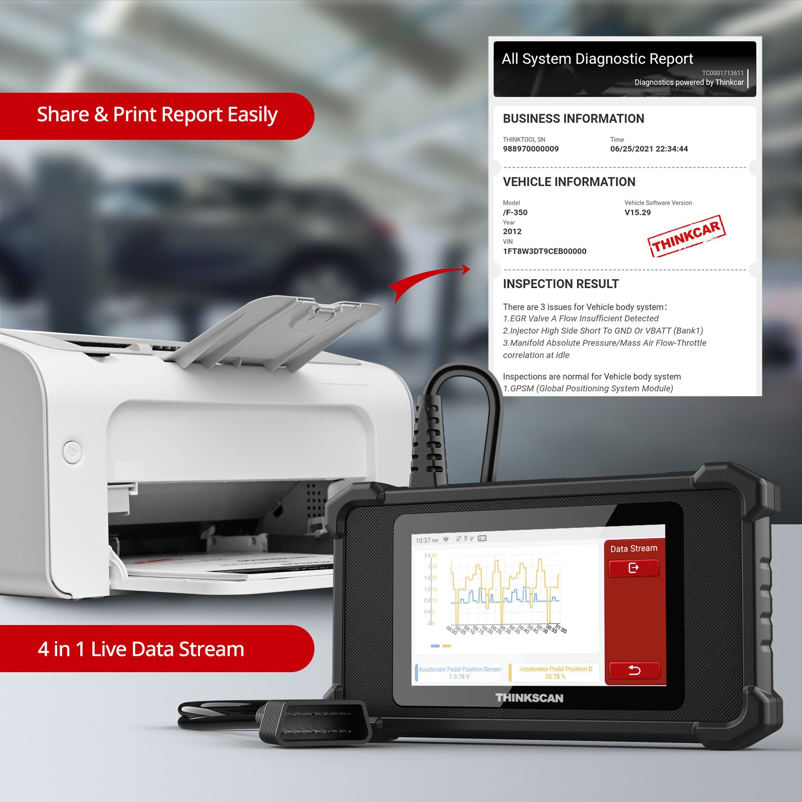 THINKCAR SR6 6-System Diagnostic Scanner Full OBD2 Scan Tool Oil/SAS/TPMS 5Reset