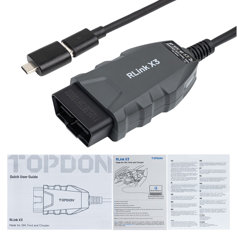 TOPDON RLink X3 for GM supports J2534 and CAN FD protocols for programming