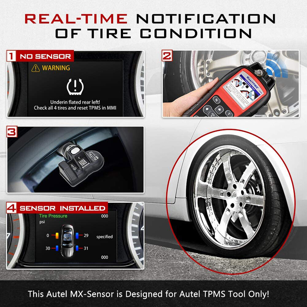 4pcs Autel MX-Sensor 315&433MHz Programmable TPMS Universal Tire Pressure Sensor