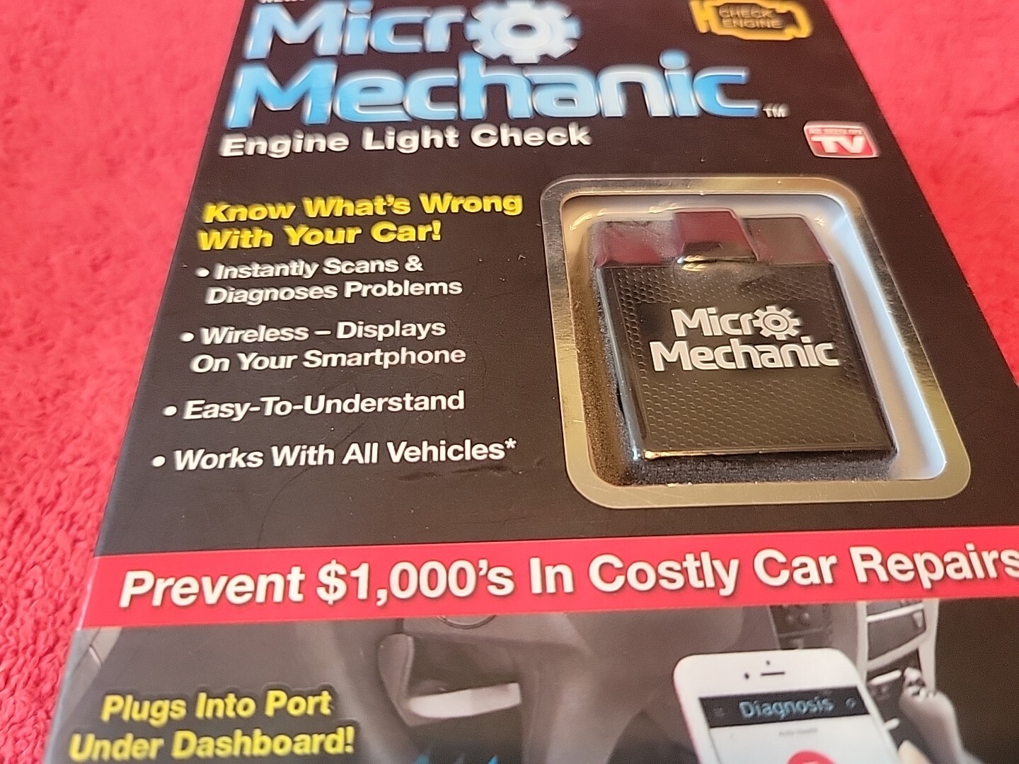 NEW MICRO MECHANIC Engine Light Check Diagnostic Tool by Ontel Apple & Android