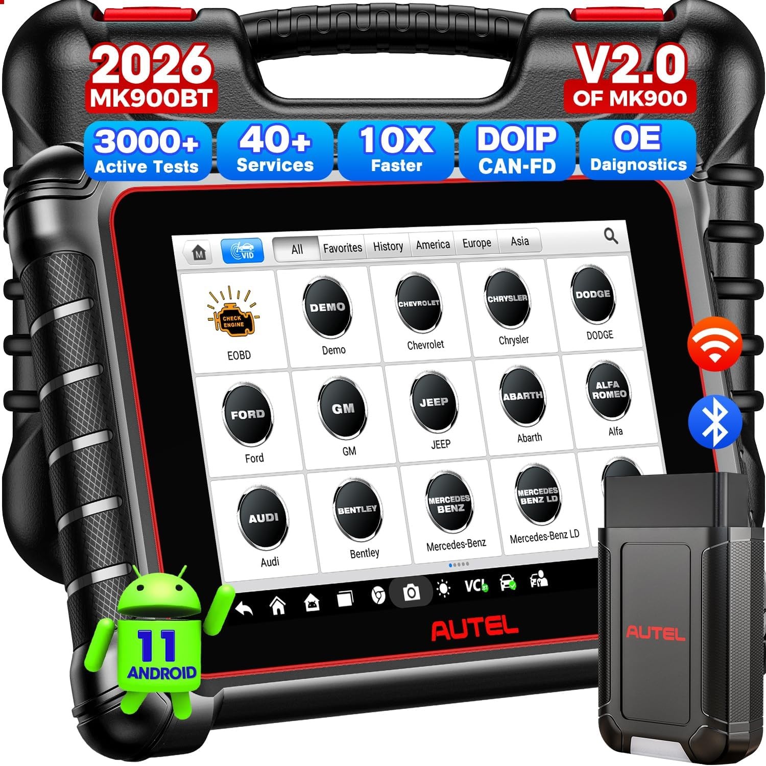 Autel MaxiCOM MK900BT MK900-BT PRO Diagnostic Scanner 3K+ Active Tests FCA SGW