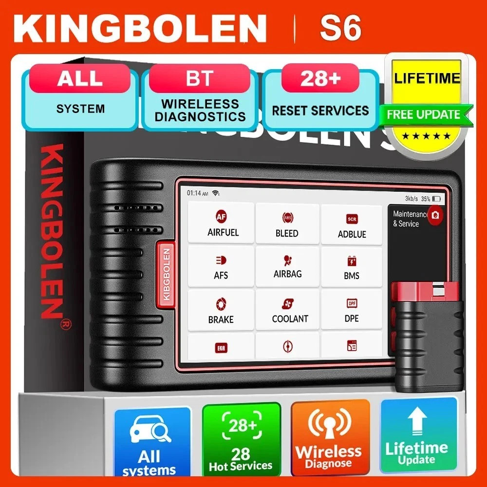 2026 KINGBOLEN S6 Bidirectional Car Diagnostic Scanner Tool Key Coding PK MK808S