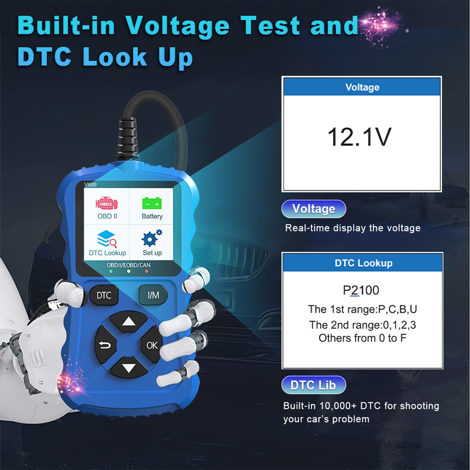 iKiKin V600 Car ScannerReader OBDII EOBD Diagnostic Tools for 12V Car Since 1996