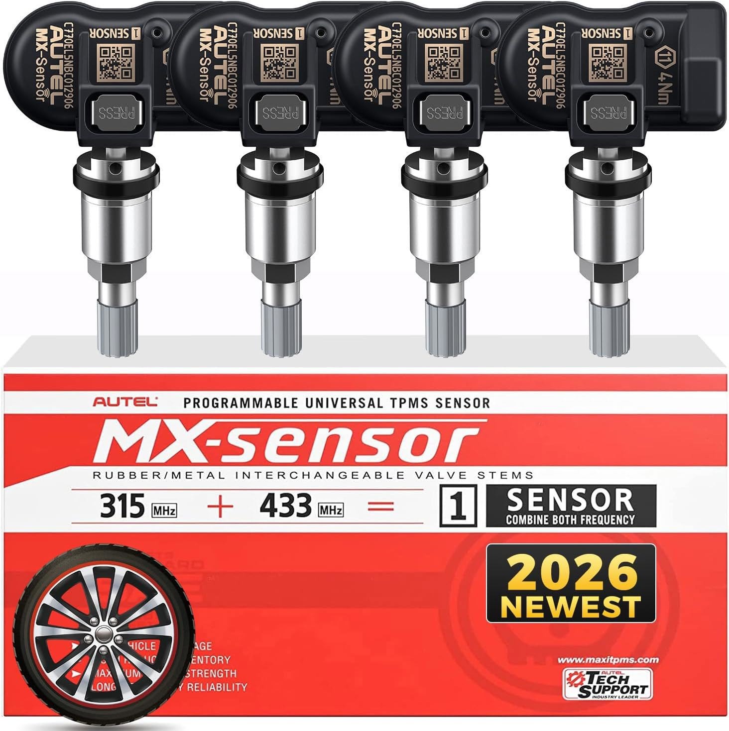 4pcs Autel MX-Sensor 315MHz & 433MHz TPMS Tire Pressure Sensor TPMS Programming