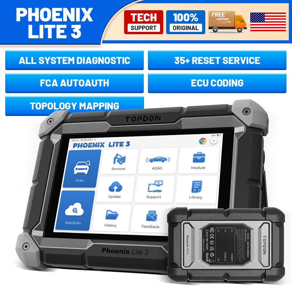 2026 TOPDON Phoenix Lite 3 OBD2 Scanner Bidirectional Online ECU Coding CAN-FD