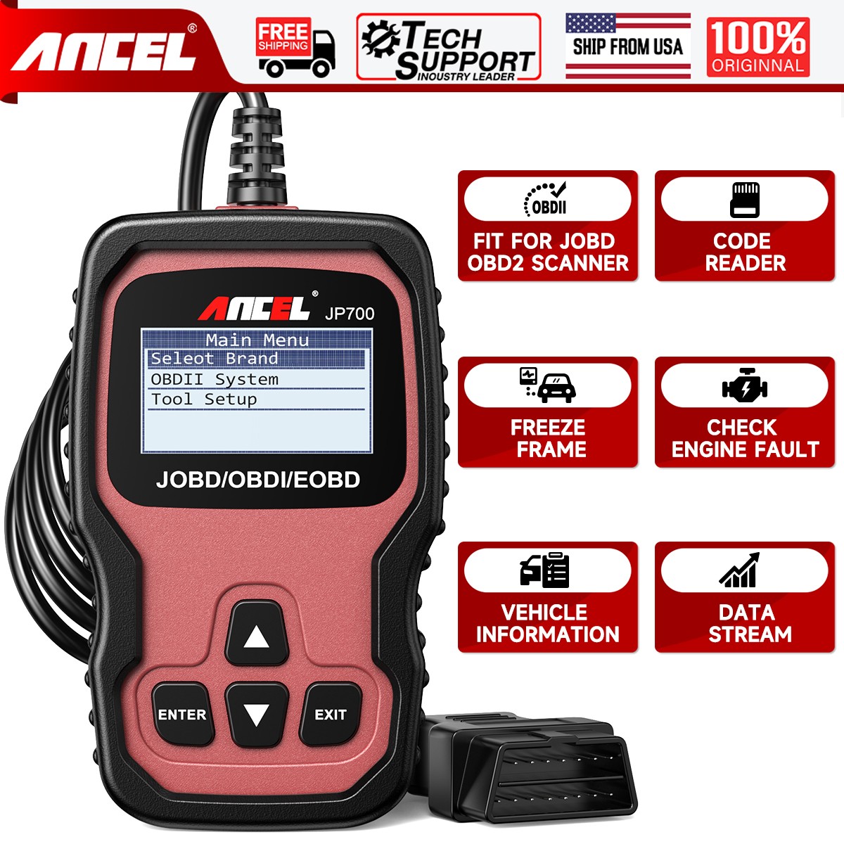 ANCEL JP700 JOBD OBD2 Japanese Car OBD2 Scanner Automotive Engine Code Reader
