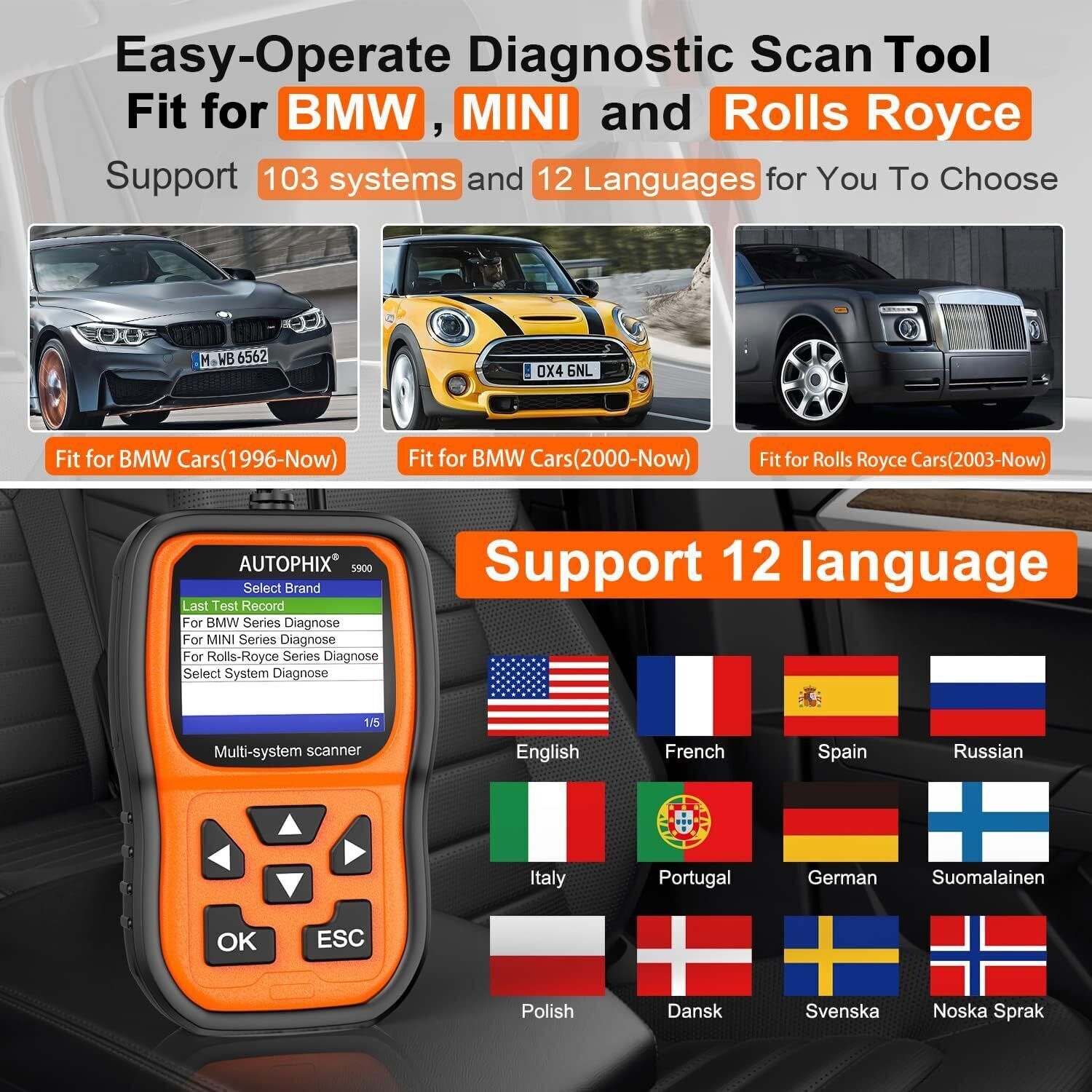 AUTOPHIX 5900 fit for BMW All System OBD2 Diagnostic Scanner Battery Register