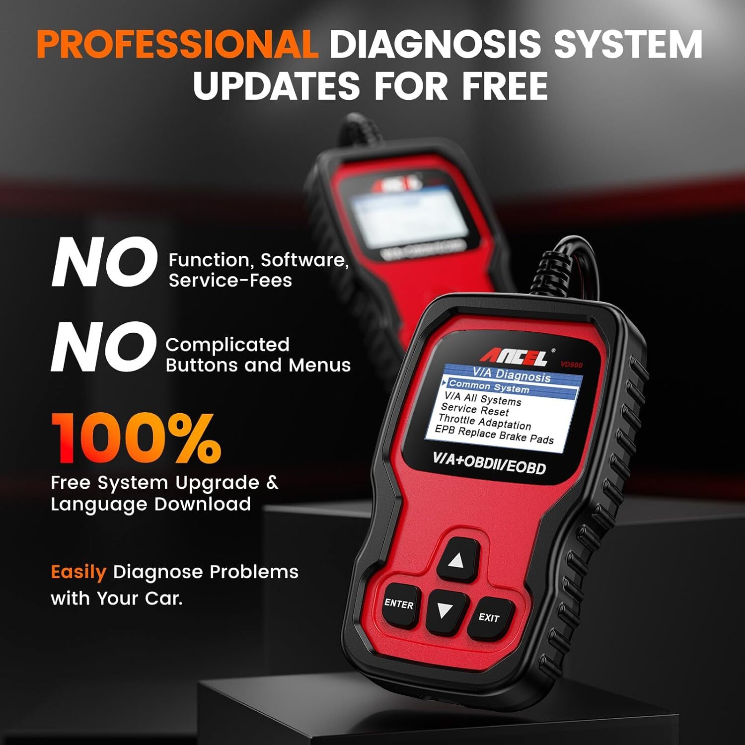 ANCEL VD500 OBD2 Scanner Code Reader ABS SRS EPB Oil Diagnostic Tool Fit For VW