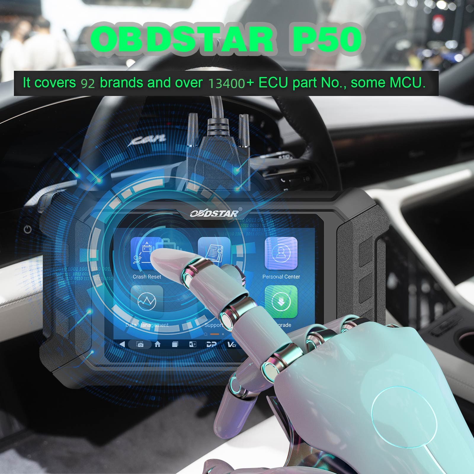 OBDSTAR P50 SRS Reset Tool Cover 108 Brand 16400+ E-CU Part With CAN FD Adapter