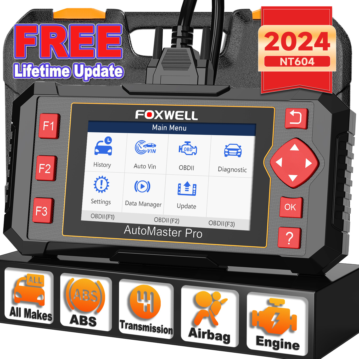 2024 FOXWELL NT604 Elite Diagnostic Scan Tool Car OBD2 Scanner ABS SRS Engine AT